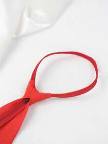 1pc Men's Adjustable Red Tie, Suitable For Groom, Best Man, Simple Solid Color Business Formal Tie