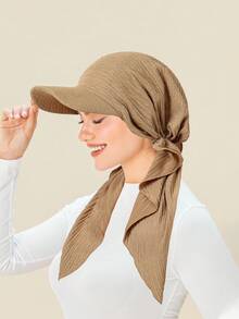 1pc Women's Curve Brim Turban Hat, Classic Solid Color Breathable Versatile Outdoors Sun Protection Casual Baseball Cap Turban, Suitable For Daily Wear