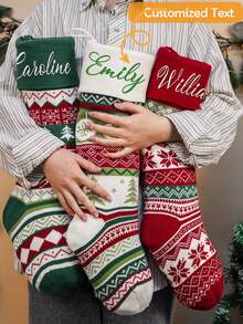 Embroidered Family Holiday Stockings,Christmas Stocking,2025 Christmas Knit Stocking,Christmas Decor,Christmas Gift For Family,Holiday Decor