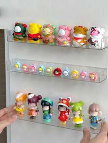 1个/2个/6个盲盒展示架，壁挂式粘胶宽面板透明置物架，适用于较重物品，无需钻孔，方便浴室收纳和化妆品整理 - 彩色 - 查看 4