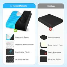 Cushion, Gel Wheelchair Cushion,Ergonomic Chair Cushions Office Chairs & Car, Relieve Sciatica, Back And Tailbone Pain, Removable Cover & Non - Slip Bottom, Black - Đen - Xem 6
