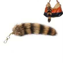 Raccoon Tail Fur Pendant Keychain