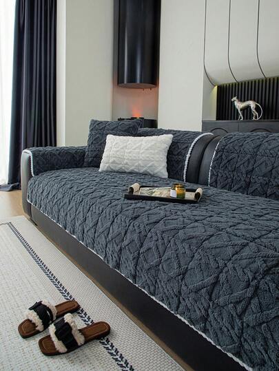 1pc Bohemian Style Sofa Cushion, Solid Color Plush Sofa Cover, All-Season Use, Wear-Resistant And Dirt-Resistant, Comfortable Sofa Pad For Home, Bedroom, Living Room, Home Decor