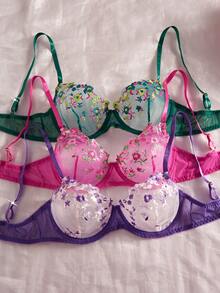 3pcs Women's Sexy Lingerie Set, Mixed Color, Daring & Sexy Ladies Bra Set - Nhiều màu - Xem 4