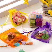 1/20/50 pièces Sacs d'emballage cadeaux, sacs en organza violet pour bonbons, sacs d'emballage de couleur violet foncé pour la vaisselle, sacs d'emballage de lavande et d'épices, articles de décoration pour Halloween et Noël, fournitures d'emballage de cadeaux pour mariage et fête festive, sacs d'emballage de cadeaux pour événements et fêtes festives, convient pour diverses fêtes festives