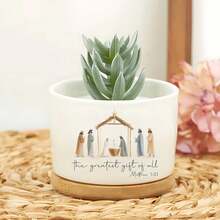 Vase de jardin Le plus beau cadeau de tous - Pots de plantes décoratifs de Noël, jardinières et accessoires Scène de la naissance de Jésus avec des anges et des bergers, idéal pour la décoration intérieure et extérieure, cadeaux uniques pour les amateurs de plantes