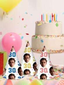 Custom Party Hats - Personalized Age & Photo Design, Celebratory Paper Headwear For 21st, 30th, 40th, 50th, 60th, 70th, 80th, 90th Sports Day,Anniversaries & Retirement, Party Accessories | Celebratory Headwear | Durable Party Hat