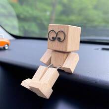 Boneco de madeira feito à mão que balança para homens - Boneco de ação com cabeça de boneca e olhos expressivos e rosto sorridente | Decoração moderna para mesa e painel de carro, Fidget engraçado para escritório, caverna masculina ou mesa - Presente criativo para homens, Construção em madeira, Design compacto e portátil, Mecanismo de cabeça giratória suave, Acessório de mesa divertido, Ideia de presente para homens, Feito à mão em madeira, Decoração de escritório, Decoração peculiar