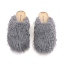 Women's Plush Faux Fur Slippers, Indoor/Outdoor Shoes: Stylish Design, Non-Slip Rubber Sole, Latex Insole For Comfort, Perfect For Shopping, Parties, And Casual Outings  Basics    Fuzzy    Outdoor