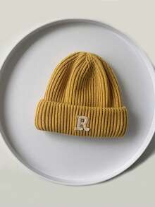 秋冬韩版儿童针织帽-男童/女童时尚字母毛线帽-中大童糖果色针织帽-适合3至8岁儿童 - 彩色 - 查看 7