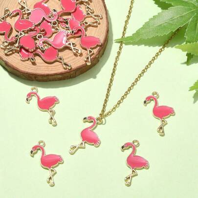 Pandantiv din aliaj emailat în formă de flamingo și pasăre colorată, 50/30/10 buc, potrivit pentru purtare zilnică, brățară DIY, colier, breloc, accesorii de bijuterii, cadou pentru cupluri