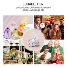 1/20/50 pièces Sacs d'emballage cadeaux, sacs en organza violet pour bonbons, sacs d'emballage de couleur violet foncé pour la vaisselle, sacs d'emballage de lavande et d'épices, articles de décoration pour Halloween et Noël, fournitures d'emballage de cadeaux pour mariage et fête festive, sacs d'emballage de cadeaux pour événements et fêtes festives, convient pour diverses fêtes festives