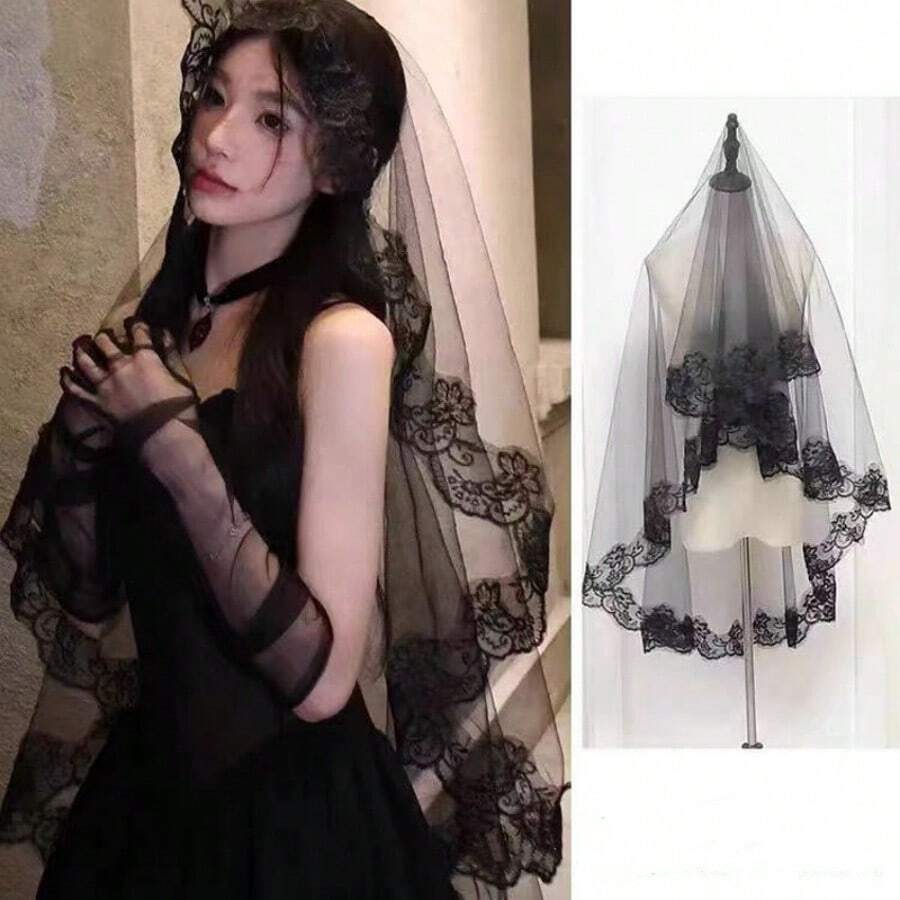 Elegant Double Layer Bridal Veil With Sequin Trim And Comb - Sophisticated Polyester And Spandex Wedding Accessory, Suitable For Brides, Engagements And Special Occasions, Exquisite Design For Elegant Wedding Look