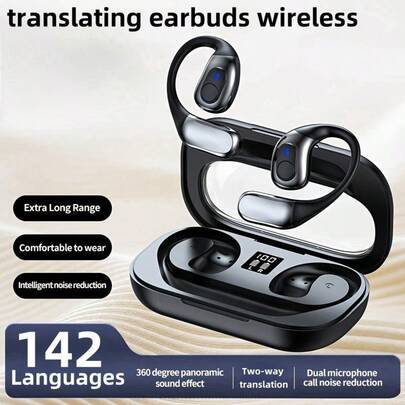 Cuffie con traduttore AI 3 in 1 - Cuffie con traduttore AI 3 in 1 con traduzione in tempo reale in 137 lingue, cuffie wireless con 5,4 ore di utilizzo, compatibili con i sistemi iOS e Android. Adatte per viaggi, attività lavorative e studio.