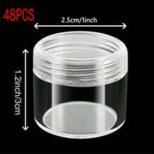 12 Pieces Round Pot Jars Plastic Cosmetic Containers Set With Lid For Liquid Creams Sample  Reusable, Refillable Transparent Cosmetic Containers For Bath Salts, Cosmetics, Powders, Beauty Product And Small Accessories