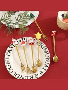 2 Stücke Weihnachts-Kaffeelöffel mit roter Geschenkbox - Kreative Weihnachtsbaum, Weihnachtsmann, Stern Edelstahl Löffel, geeignet für Essgeschirr, Dessert, Tee, Suppe Rühren, praktisches Weihnachtsgeschenk - Weihnachtsparty Zubehör