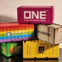 Contenedor de metal mini de 11,5 cm de largo, caja de almacenamiento de estilo industrial retro para oficina, organizador de hogar creativo