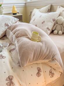 3-Piece Reversible Thickened Bedding Set, Includes 1 Duvet Cover And 2 Pillowcases (Bed Sheet And Pillow Not Included), Soft, Instant Warmth, Breathable, Moisture-Wicking, Minimalist Fashion, Machine Washable - Cappuccino - View 3
