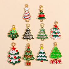 10 Pieces Of Mixed Cartoon Oil-Dripping Christmas Tree Pendants, DIY Jewelry Making And Decorative Pendants, Suitable For Making Earrings, Necklaces, Christmas Party Jewelry Gifts