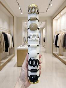 9Pcs Milk Coffee Colored Acrylic Headband Suitable For Daily Casual Use, Non Damaging Hair Rope, Same Style Headband, Headband, Hair Loop, Rubber Band Hair Accessory Suitable For Braided Hair, Ponytail Holders, Hair Elastics, Hair Rubber Bands, Scrunchies