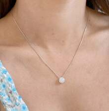 Fashion Women's Necklace, Colorful Round Pendant Inlaid With Imported Zirconia, 925 Silver Or 18K Gold Plated - Branco (prata) - 查看 1