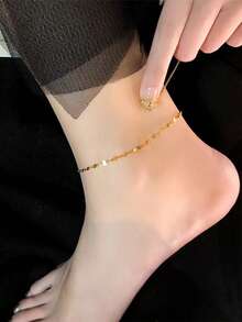 1 件简约不锈钢链脚链，适合度假和海滩