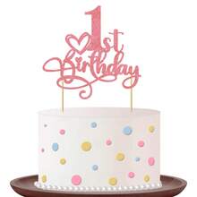 1Pc Glitter Pink 1st-18th Birthday Cake Topper Happy 1-18 Years Old Birthday Cake Supplies 1st-18th Birthday Party Decorations - Pink Glitter