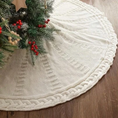1pc Classic 48-Inch Christmas Tree Skirt With Drawstring Closure - Modern Polyester Holiday Decoration, No Electricity Needed, Perfect For Festive Tree Decorations, Christmas Tree Decorations, Best For Christmas Home Decor Christmas Decorations Room Decor Winter Christmas Decorations Home Christmas Gifts Christmas Decor