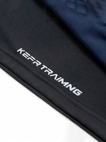Plus Size Men's Printed Fitness Shorts, 2-In-1 Loose Workout Pants, Elastic Breathable Running Shorts, Summer Sports - Blue - View 8
