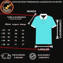 Camisa Polo Masculina Plus Size Piquet Premium Algodão Casual Trabalho Uniforme - Azul Royal - Visão 4