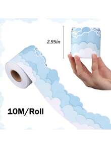 10米/卷，防水云边框装饰贴纸，黑板公告板教室装饰，笔记本，信封，教室，房间贴纸-可自由剪切 - 彩色 - 查看 14