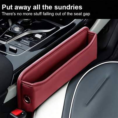 1pc Red/Black Car Seat Gap Storage Box, Leather Car Seat Side Organizer, Driver/Passenger Convenient Car Crevice Storage Box