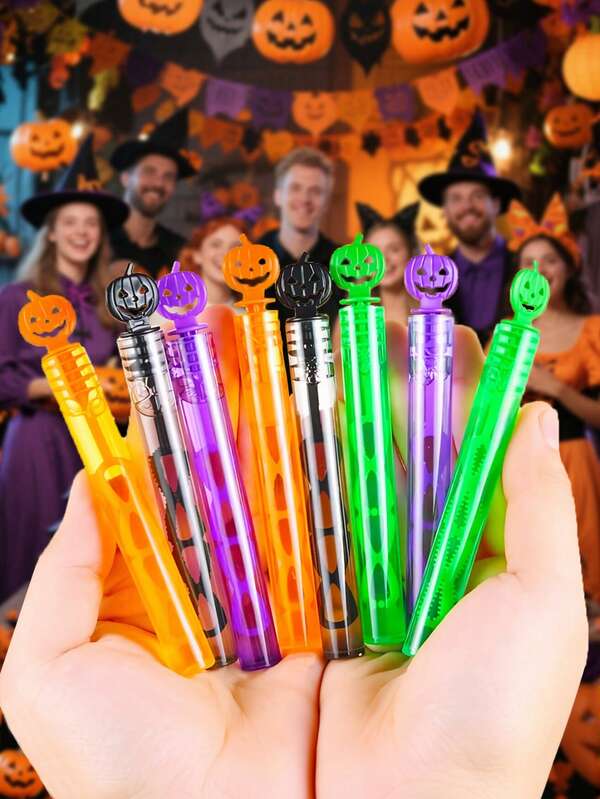 12/24/48pcs Halloween Pumpkin Shaped Bubble Wands, Empty Bubble Wands, Mini Bubble Wands In Test Tubes (Liquid Not Included), Party Favors For Weddings, Celebrations, Anniversaries, Parties, Birthday Gifts/Back To School/Christmas/Halloween