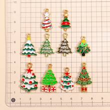 10 Pieces Of Mixed Cartoon Oil-Dripping Christmas Tree Pendants, DIY Jewelry Making And Decorative Pendants, Suitable For Making Earrings, Necklaces, Christmas Party Jewelry Gifts