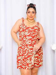 Women's Plus Size Jumpsuit Short Skirt With Printed Lining Summer - 顏色 21A - 查看 6