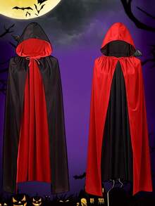 黑色和红色双面万圣节圣诞斗篷服装，吸血鬼斗篷服装，化妆舞会德古拉魔术师恶魔角色扮演成人女性万圣节服装 - 黑紅雙色 - 查看 11
