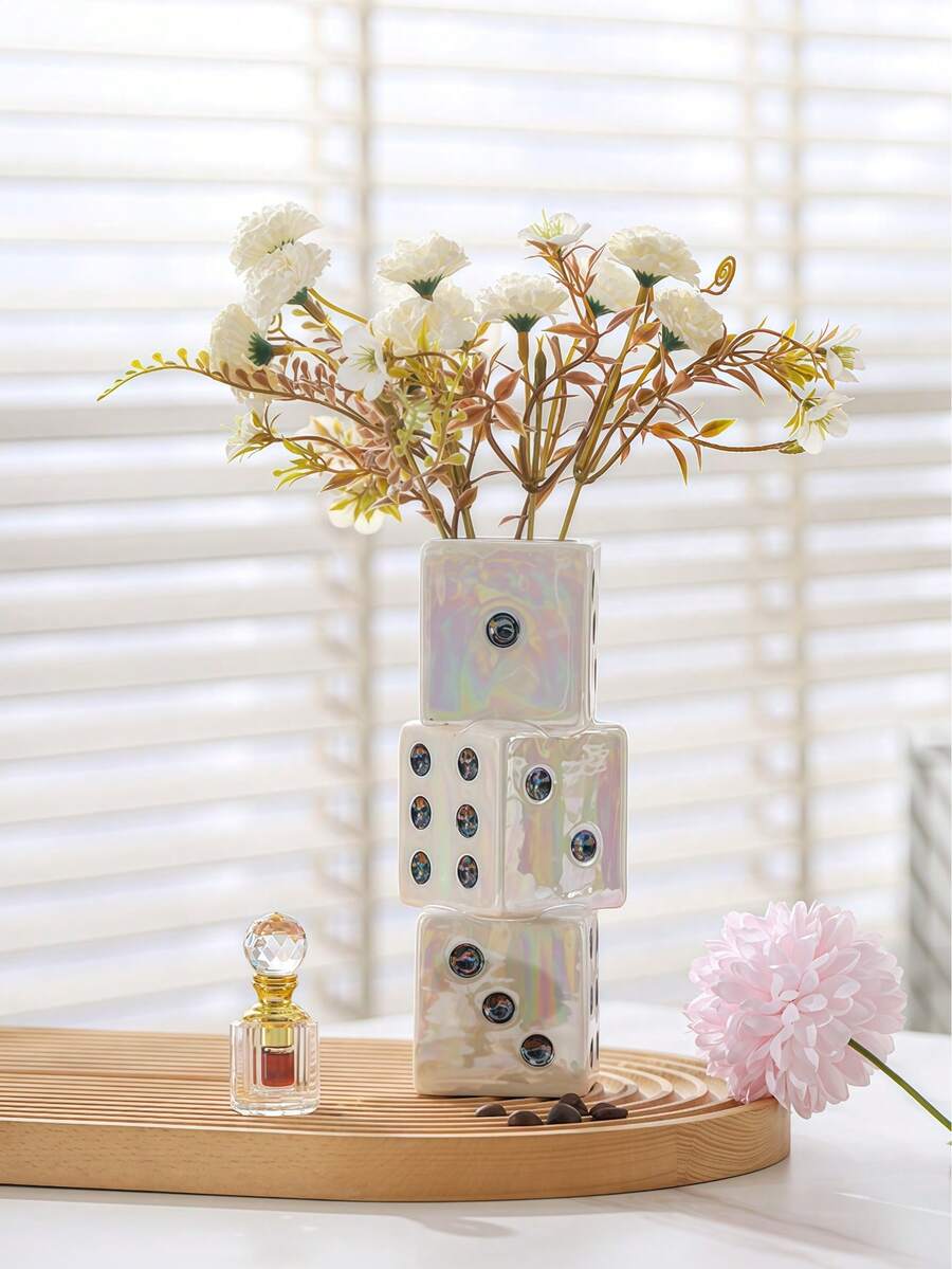 Bình gốm hình xúc xắc thủ công - Bình gốm hình xúc xắc độc đáo để trang trí hoa khô, hoa hồng, cỏ lau - Thiết kế tinh tế, bình gốm hình xúc xắc thủ công - Mang đến vẻ đẹp tuyệt vời cho bất kỳ không gian hiện đại nào - Món quà hoàn hảo, đồ trang trí nhà cửa, trang trí phòng, bình hoa, bình thủy tinh. - Nhiều màu - Xem 1
