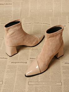 2025年春秋季女士细高跟踝靴，法式时尚尖头短靴 - 棕色 - 查看 4