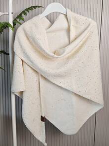 1pc New Sequin Wool Blend Triangle Scarf Shawl, Korean Minimalist Style Wrap Poncho, Warm Infinity Scarf For Dress - White - View 2