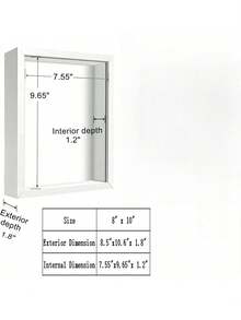 立体相框展示盒，3D相框，纪念品、婴儿用品、婚礼纪念品、工艺品、门票和照片展示盒 - 白色 - 查看 9