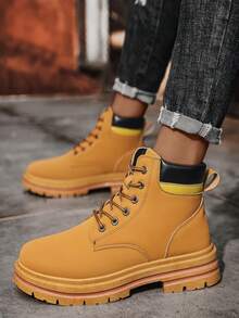 大码新款安全鞋男靴，男鞋休闲鞋工作鞋高帮工作靴户外靴登山鞋皮靴 - 棕色 - 查看 7