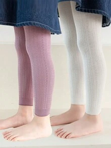 2pcs/Set Soft Toddler Girls' Leggings, Suitable For Newborns And Toddlers