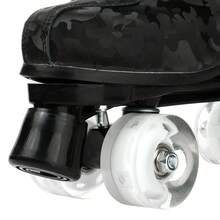 YYW Roller Skates For Women And Men Cowhide High-Top Shoes Classic Double-Row Roller Skate Four-Wheel Roller Skates For Men Girls Unisex Christmas(Camouflage Black Wheel Model) - 迷彩閃光輪 - 查看 6