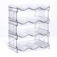 Estante apilable para almacenamiento de vasos de agua, estante de almacenamiento transparente de varias capas, estante de almacenamiento de despensa de cocina, estante de exhibición de botellas de agua, apto para gabinetes, refrigeradores, botellas de agua, tazas y estantes para vinos - transparente - Ver 3