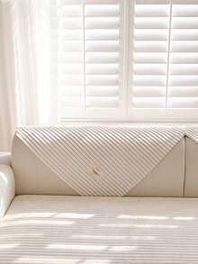 1PC Flannel Pinstripe Labeled Sofa Cushion - Non-Slip Pet-Friendly Seat Pad For 1/2/3/4-Seater Modular Sectionals, Minimalist Premium Cover With Multi-Size & Color Options