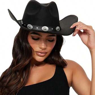 Sombrero de vaquero occidental para hombres y mujeres, sombrero fedora clásico con hebilla, para Halloween