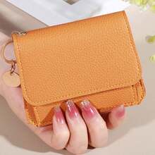 NYXIA 1个女士钱包纯色简约超薄卡包女钱包迷你零钱包女士钱包短款时尚女士卡包零钱包二合一钱包时尚纯色小卡包多功能防盗刷毛女士短款零钱包包旅行商务出差返校 - 彩色 - 查看 15