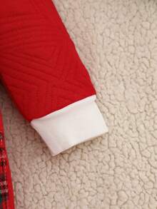 Baby Boys Christmas "Merry Christmas" Embroidered Letter, 3D Christmas Tree, Autumn/Winter Jacquard Air Layer Fabric 2 In 1 Turndown Collar Jumpsuit