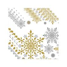 10 قطعة أطباق ورقية وأكواب ومناديل بشكل بلورات الثلج باللون الفضي والذهبي، طقم أدوات مائدة شتوية لحفلة عيد الميلاد بموضوع عالم الجليد، تشمل أطباق عشاء قطر 9 بوصة وأطباق حلوى قطر 7 بوصة، لحفلات عيد الميلاد وأعياد الشتاء - متعدد الألوان - مشاهدة 9