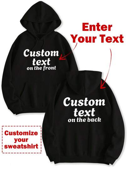 Custom Women's Fleece Hooded Sweatshirt With Pockets - Customize The Front And Back Of The Hoodie, Add Your Own Text, Choose The Color And Font, And Customize A Unique Hooded Sweatshirt. Customize Hoodies And Design Personalized Fleece Sweatshirts As Gifts For Girlfriends, Family, Or Yourself. They Can Be Used For Anniversaries, Birthdays, Black ,Versatile
